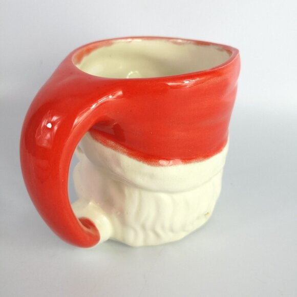 Vintage Ceramic Santa Christmas Mug Hand Painted Eyelashes Rosy Cheeks '82 Retro - Picture 3 of 9
